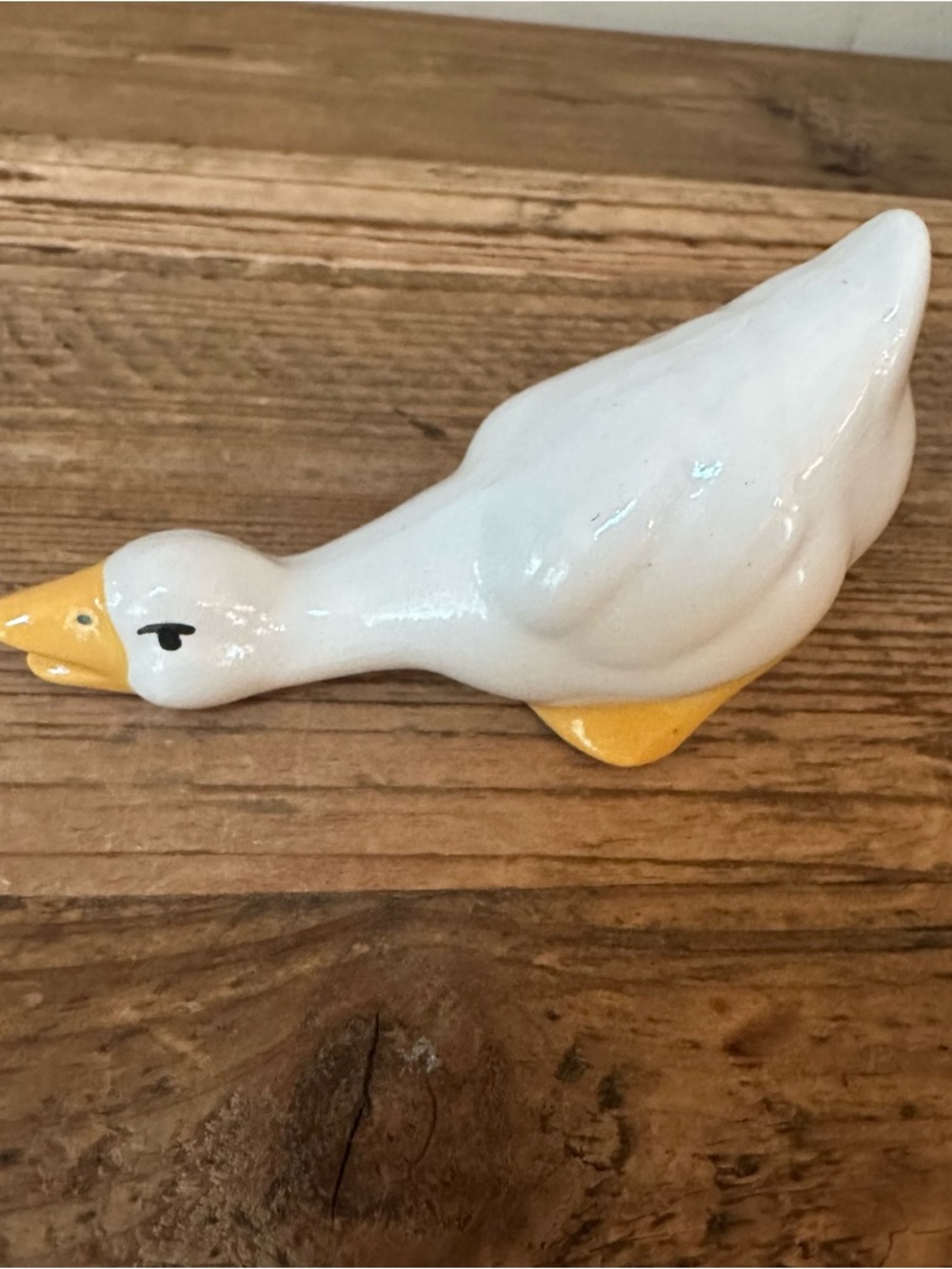 Vintage White Ceramic Goose Planter & Mini Duck Figurine Set Farmhouse Decor - Picture 9 of 11